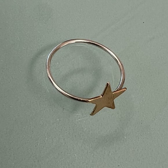 925 Sterling Silver & 14K Gold Filled STAR Ring size 5 - Picture 4 of 14